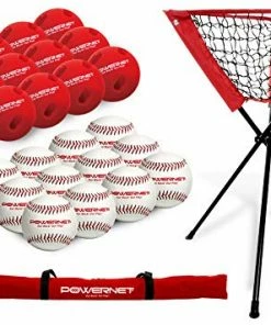 PowerNet Practice Baseballs & Limited Flight Crushers W/ Ball Caddy Bundle