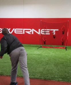 PowerNet Football QB Pass Accuracy Trainer | 8' X 8' Portable Passing Net W/ 5 Target Pockets