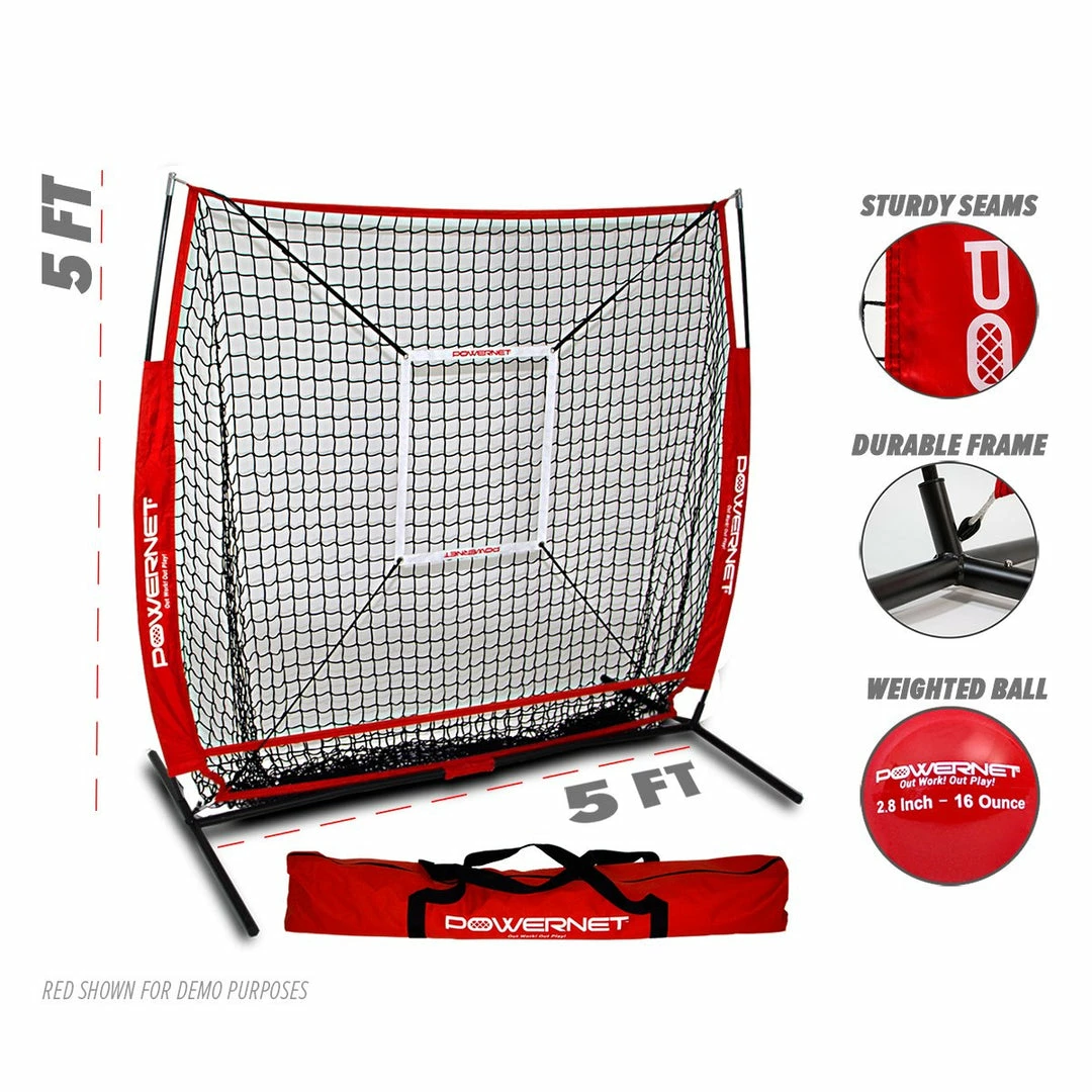PowerNet 5x5 Practice Net + Strike Zone + Weighted Training Ball Bundle HITTING NETS 8 PowerNet 5x5 Practice Net + Strike Zone + Weighted Training Ball Bundle HITTING NETS