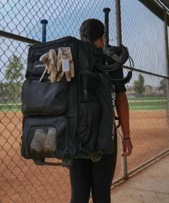 PowerNet BAGS Rolling Baseball Softball Gear Bag | Hidden Backpack Straps