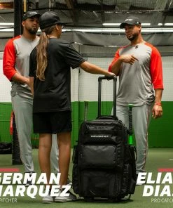 PowerNet BAGS Rolling Baseball Softball Gear Bag | Hidden Backpack Straps