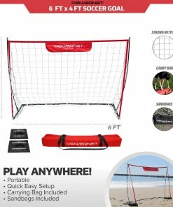 PowerNet 6x4 Ft Soccer Goal | Lightweight Frame Ultra Portable | Included Sandbag