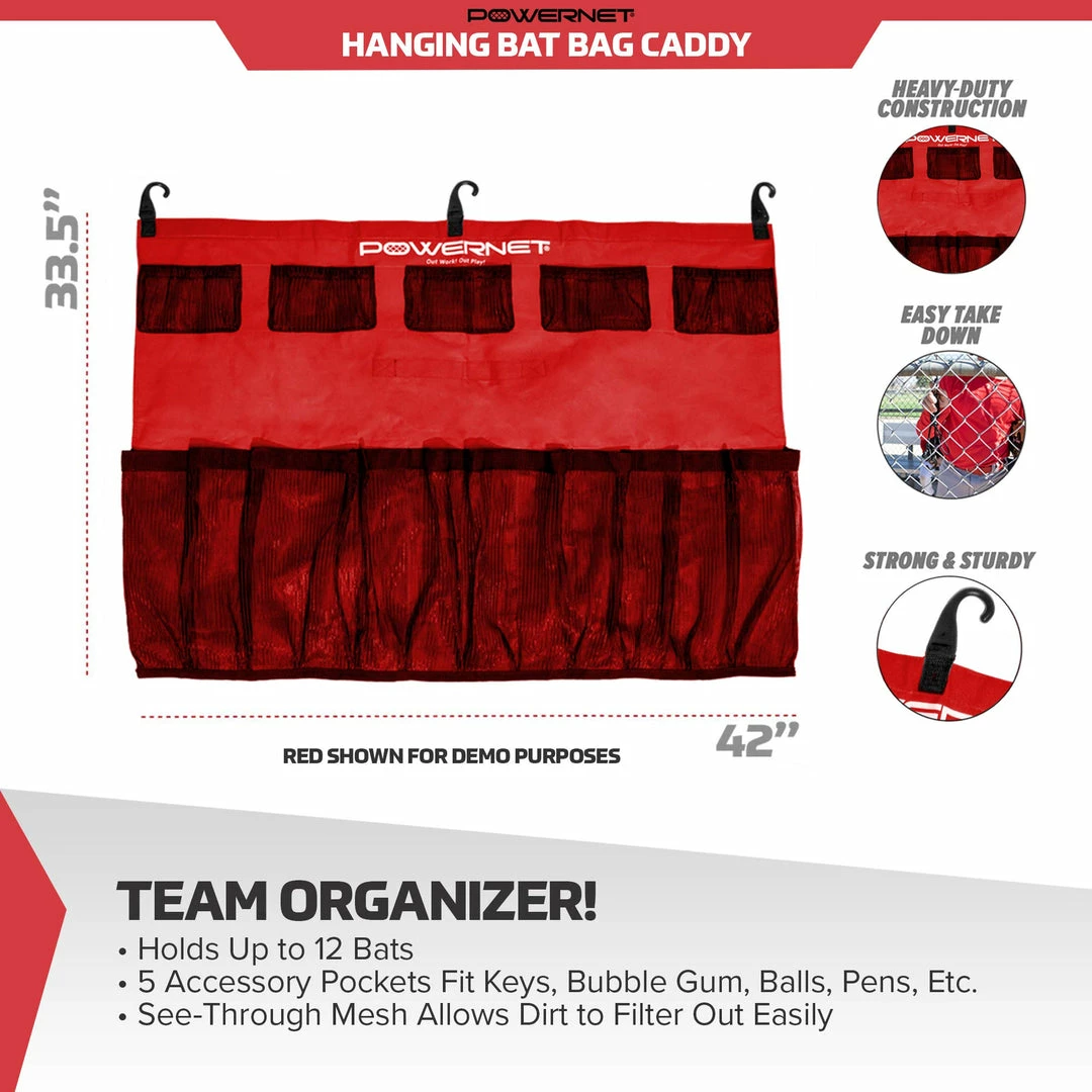 PowerNet Dugout Organization Hanging Bat Caddy | Hangs On Fence And Holds Up To 12 Bats 4 PowerNet Dugout Organization Hanging Bat Caddy | Hangs On Fence And Holds Up To 12 Bats