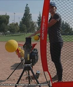 PowerNet Launch F-lite Baseball And Softball Pitching Machine | Variable Speed Throws Up To A Simulated 90 MPH