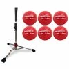 PowerNet Baseball Softball PRO Heavy Batting Tee (6.5 Lbs) + Red Weighted Training Ball (6 Pack) Bundle COACHING BUNDLES