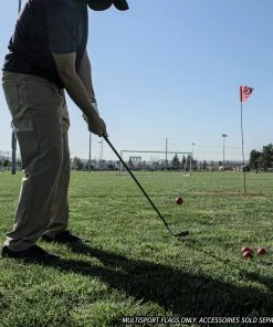 PowerNet 6 Pack Sports Flags | Use For Golf Soccer Football And More | Red Foldable Flagstick