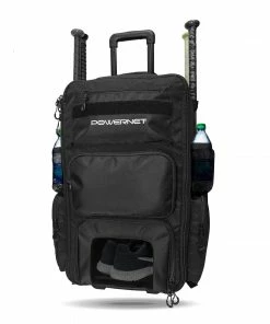 PowerNet BAGS Rolling Baseball Softball Gear Bag | Hidden Backpack Straps