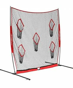 PowerNet Football QB Pass Accuracy Trainer | 8' X 8' Portable Passing Net W/ 5 Target Pockets