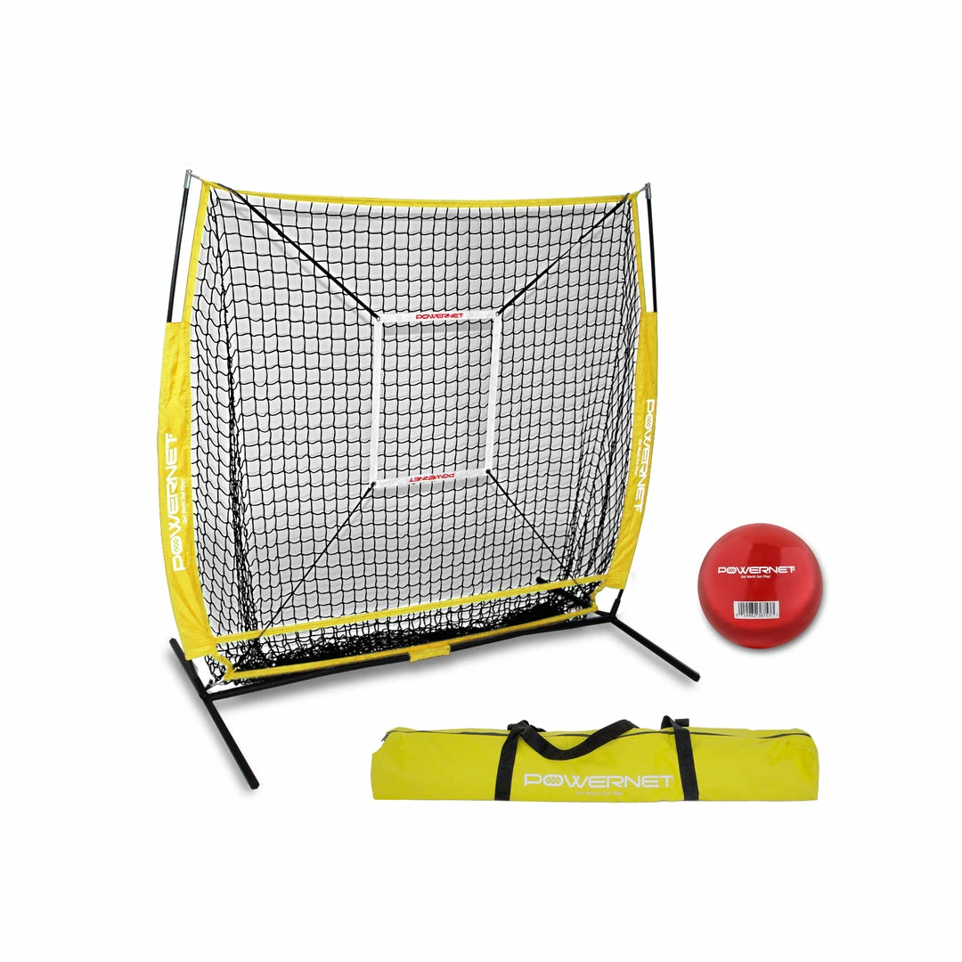 PowerNet 5x5 Practice Net + Strike Zone + Weighted Training Ball Bundle HITTING NETS 6 PowerNet 5x5 Practice Net + Strike Zone + Weighted Training Ball Bundle HITTING NETS