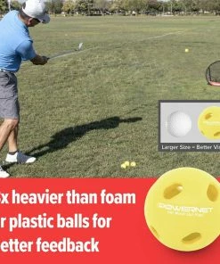 PowerNet Qwik-Flite Practice Golf Balls | Limited Flight Perfect For Backyard Training | 12 Pack