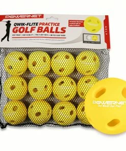 PowerNet Qwik-Flite Practice Golf Balls | Limited Flight Perfect For Backyard Training | 12 Pack