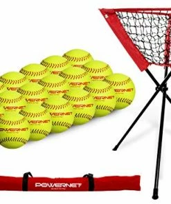 PowerNet Practice Softballs And Ball Caddy Bundle