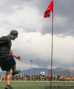 PowerNet 6 Pack Sports Flags | Use For Golf Soccer Football And More | Red Foldable Flagstick