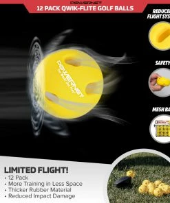 PowerNet Qwik-Flite Practice Golf Balls | Limited Flight Perfect For Backyard Training | 12 Pack