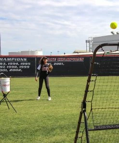 PowerNet Bucket With Cushioned Seat And Baseball Bundle | (12) Softballs + (12) Crushers + Bucket Practice Balls