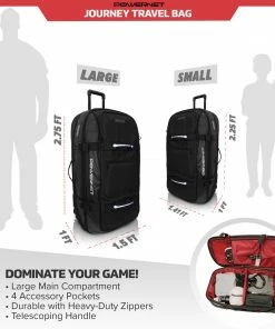 PowerNet Journey Rolling Travel Bag Large | Durable Luggage For Cross Country Trips | Perfect For Athletes