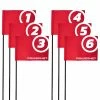 PowerNet 6 Pack Sports Flags | Use For Golf Soccer Football And More | Red Foldable Flagstick