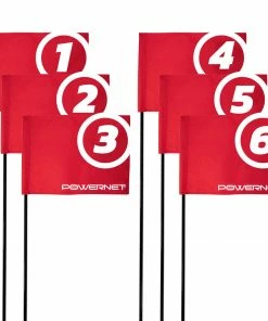 PowerNet 6 Pack Sports Flags | Use For Golf Soccer Football And More | Red Foldable Flagstick