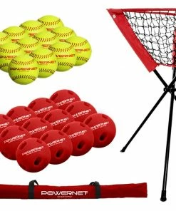 PowerNet Practice Softballs & Crushers W/ Ball Caddy Bundle
