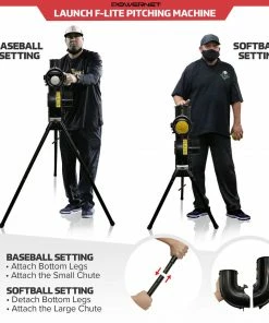 PowerNet Launch F-lite Baseball And Softball Pitching Machine | Variable Speed Throws Up To A Simulated 90 MPH