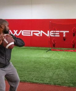 PowerNet Football QB Pass Accuracy Trainer | 8' X 8' Portable Passing Net W/ 5 Target Pockets
