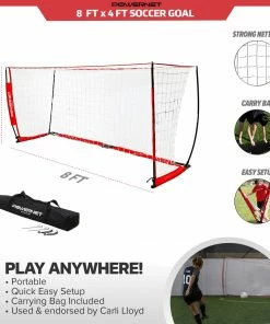 PowerNet Soccer Goal 8x4 Portable Bow Style Net 1 Goal+1 Carrying Bag