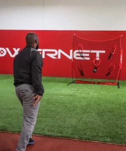 PowerNet Football QB Pass Accuracy Trainer | 8' X 8' Portable Passing Net W/ 5 Target Pockets