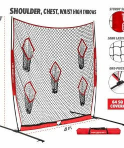 PowerNet Football QB Pass Accuracy Trainer | 8' X 8' Portable Passing Net W/ 5 Target Pockets