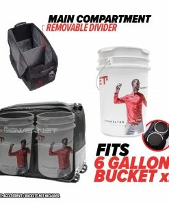 PowerNet Rolling Baseball Coach Bag Caddy | Holds Up To Two Ball Buckets W/Padded Seats BAGS