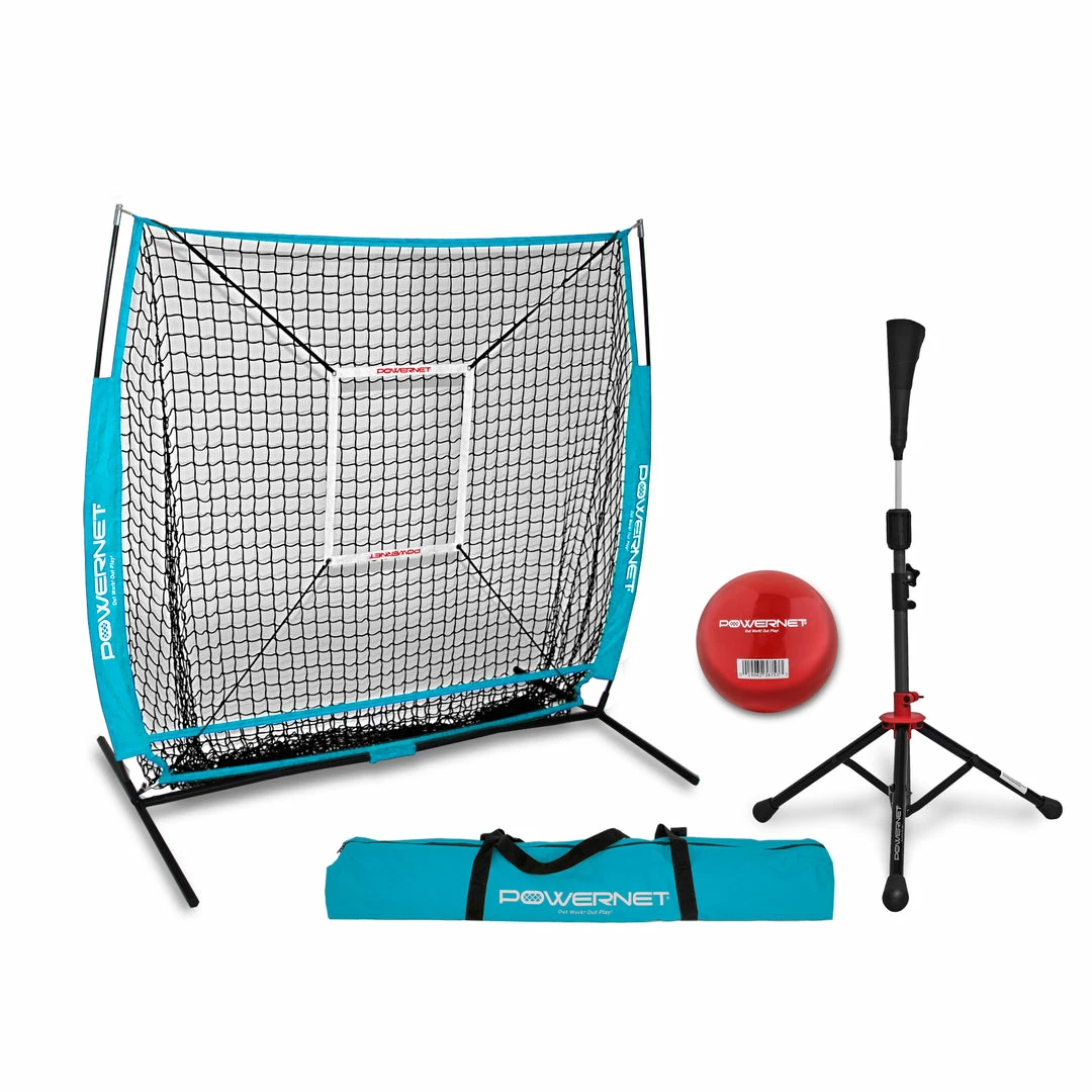 PowerNet 5x5 Practice Net Deluxe Tee Strike Zone Weighted Training Ball Bundle 7 PowerNet 5x5 Practice Net Deluxe Tee Strike Zone Weighted Training Ball Bundle