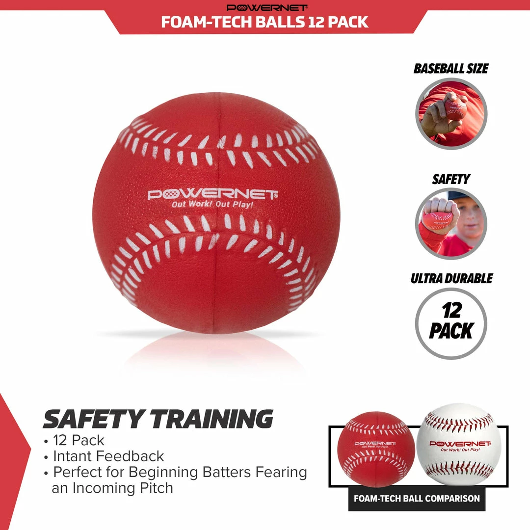 PowerNet Foam-Tech Utility Training Balls | Baseball Size | Dent-Proof TRAINING AIDS 2 PowerNet Foam-Tech Utility Training Balls | Baseball Size | Dent-Proof TRAINING AIDS