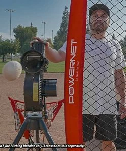 PowerNet Launch F-lite Baseball And Softball Pitching Machine | Variable Speed Throws Up To A Simulated 90 MPH