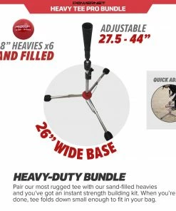 PowerNet Baseball Softball PRO Heavy Batting Tee (6.5 Lbs) + Red Weighted Training Ball (6 Pack) Bundle COACHING BUNDLES