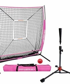 PowerNet 5x5 Practice Net Deluxe Tee Strike Zone Weighted Training Ball Bundle