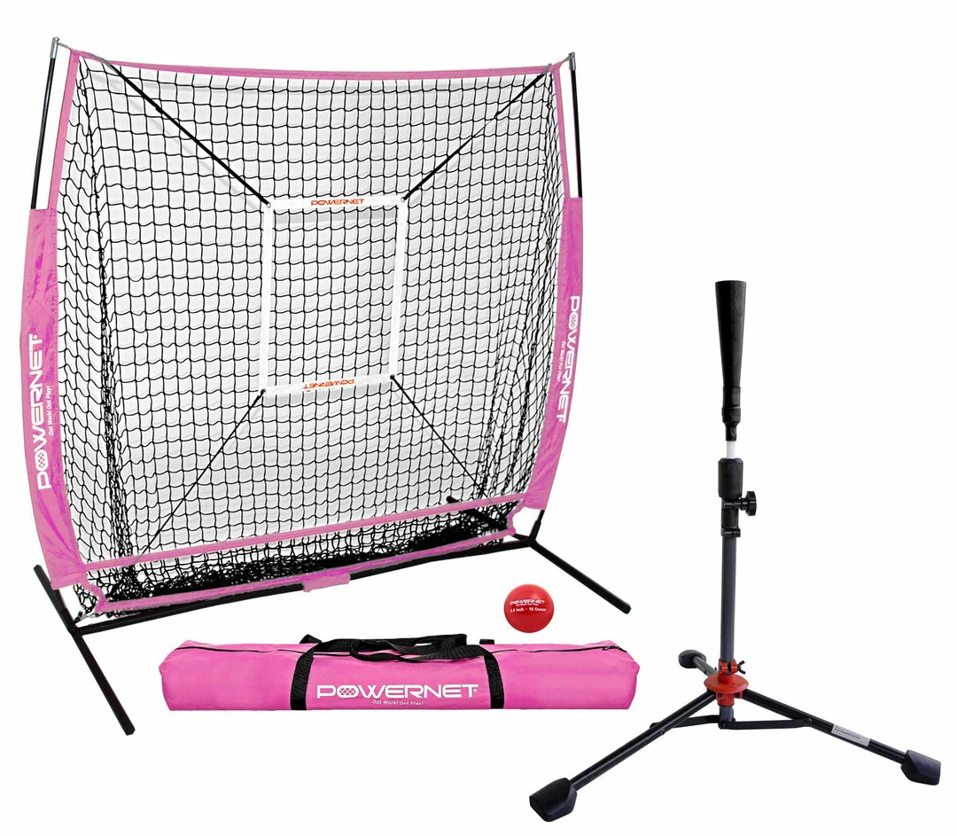 PowerNet 5x5 Practice Net Deluxe Tee Strike Zone Weighted Training Ball Bundle 1 PowerNet 5x5 Practice Net Deluxe Tee Strike Zone Weighted Training Ball Bundle