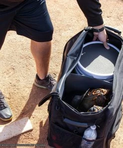 PowerNet Rolling Baseball Coach Bag Caddy | Holds Up To Two Ball Buckets W/Padded Seats BAGS