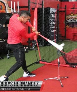 PowerNet Baseball Softball PRO Heavy Batting Tee (6.5 Lbs) + Red Weighted Training Ball (6 Pack) Bundle COACHING BUNDLES