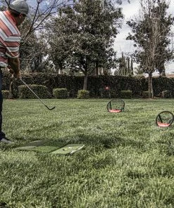 PowerNet Ultimate Chipping Bundle | Includes 3 Piece Golf Chipping Nets 16 Pack Practice Foam Golf Balls & Tri-Turf Grass Mat