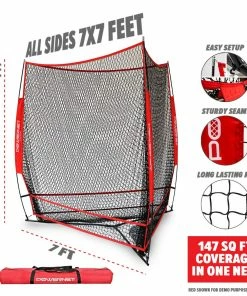 PowerNet HITTING NETS Triple Threat Baseball Training Net 3 Way 7' X 7' Batting For Baseball Softball