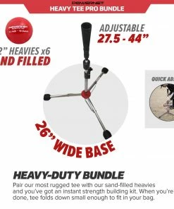 PowerNet Baseball Softball PRO Heavy Batting Tee (6.5 Lbs) + Red Weighted Training Ball (6 Pack) Bundle COACHING BUNDLES