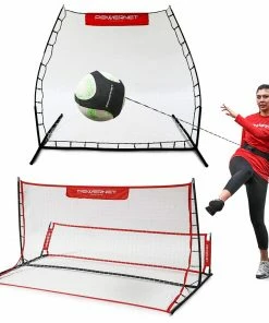 PowerNet Rebounder Training Net + 6' X 4' Fast Pass Dual-Sided Rebounder Trainer Soccer Bundle